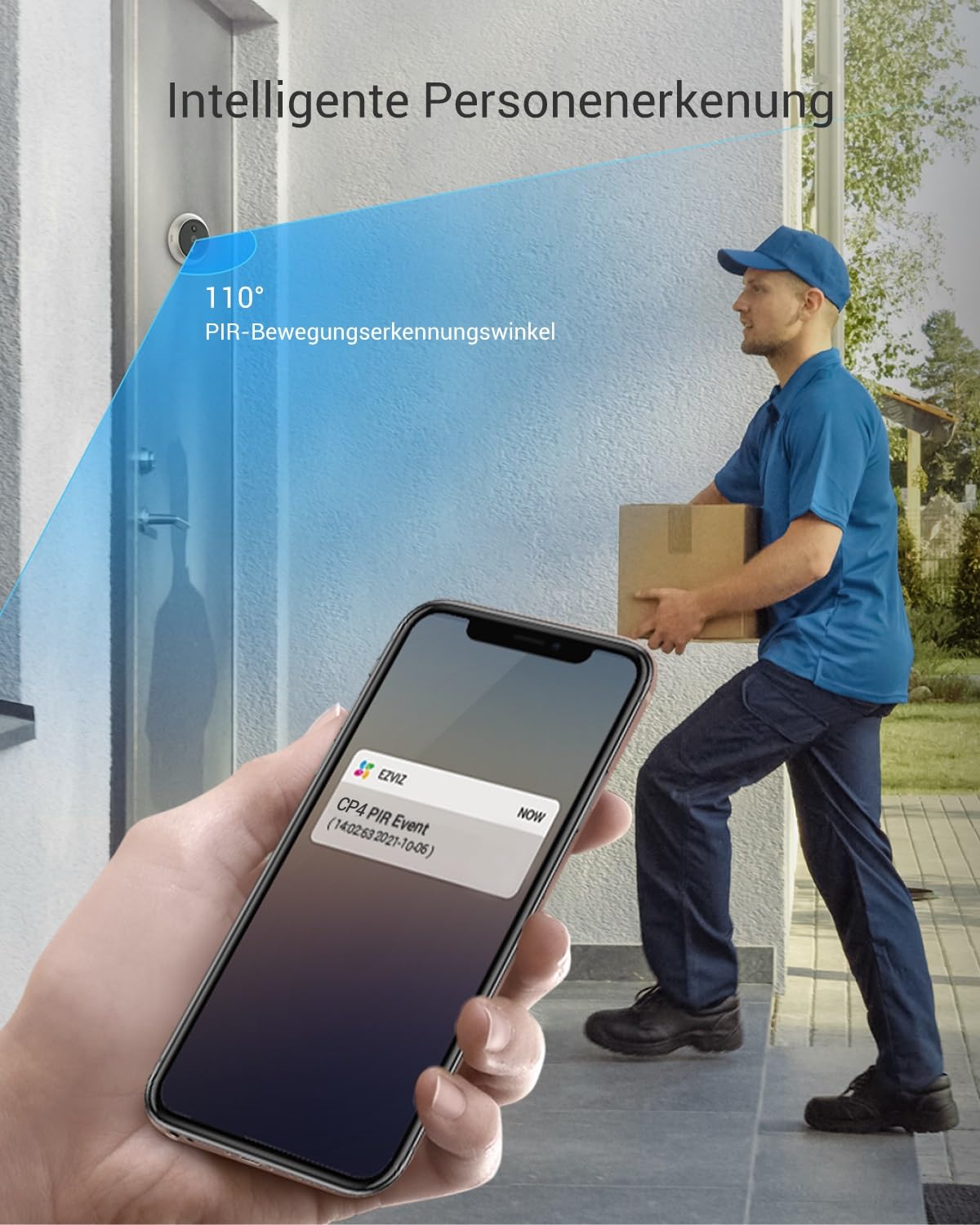 EZVIZ WLAN Türklingel mit 166° Weitwinkel und PIR-Sensor, 2MP Türspion Kamera mit 4,3 Zoll Farbbildschirm, 4600mAh Akku, AI Personenerkennung, Zwei-Wege-Videoanruf und Live-Ansicht verfügbar, CP4 3