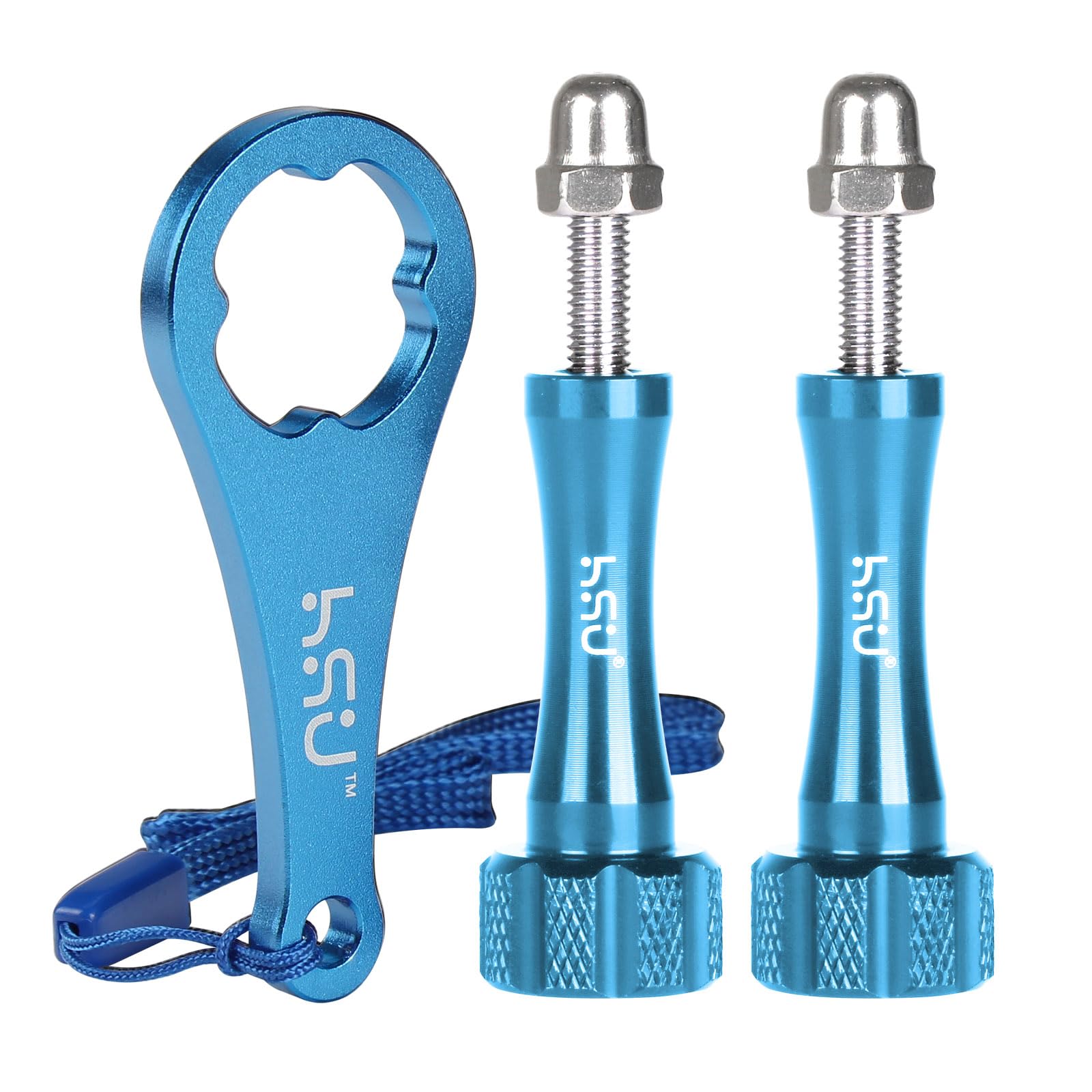HSU Aluminum Alloy Thumbscrew Set for GoPro, Extension Length Screws for Hero 13/12/11/10/9/8/7/6/5/4/3 Action Cameras（Blue
