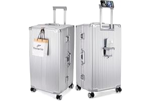 feilario 30in Super Large Captain Aluminum Frame Hardside Spinner Wheels Luggage, Zipperless Checked Suitcase with Cup Holder/Phone Holder