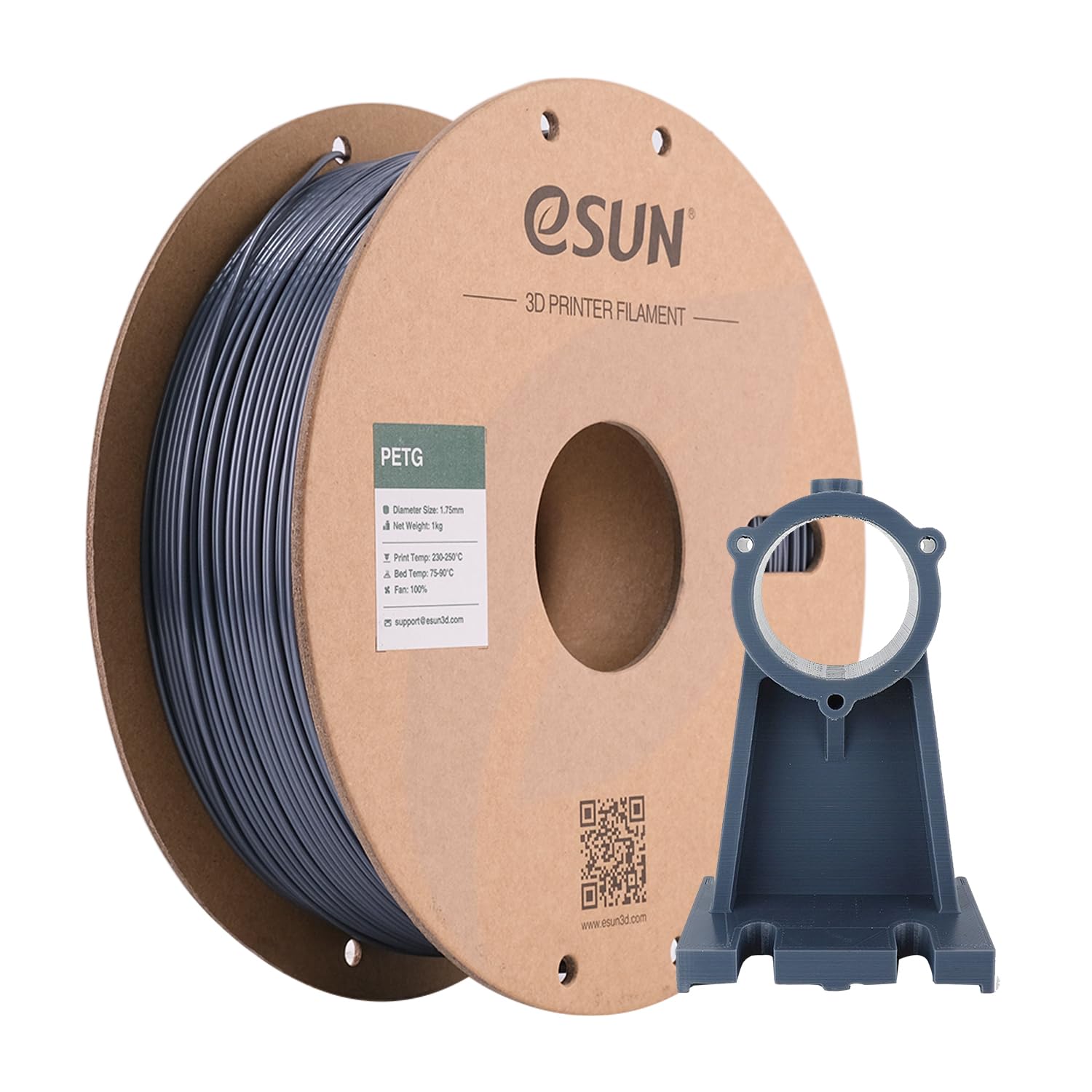 eSUN PETG Filament 1.75mm, 3D Printer Filament PETG, Dimensional Accuracy +/- 0.05mm, 1KG Spool (2.2 LBS) 3D Printing Filament for 3D Printers, Solid Grey