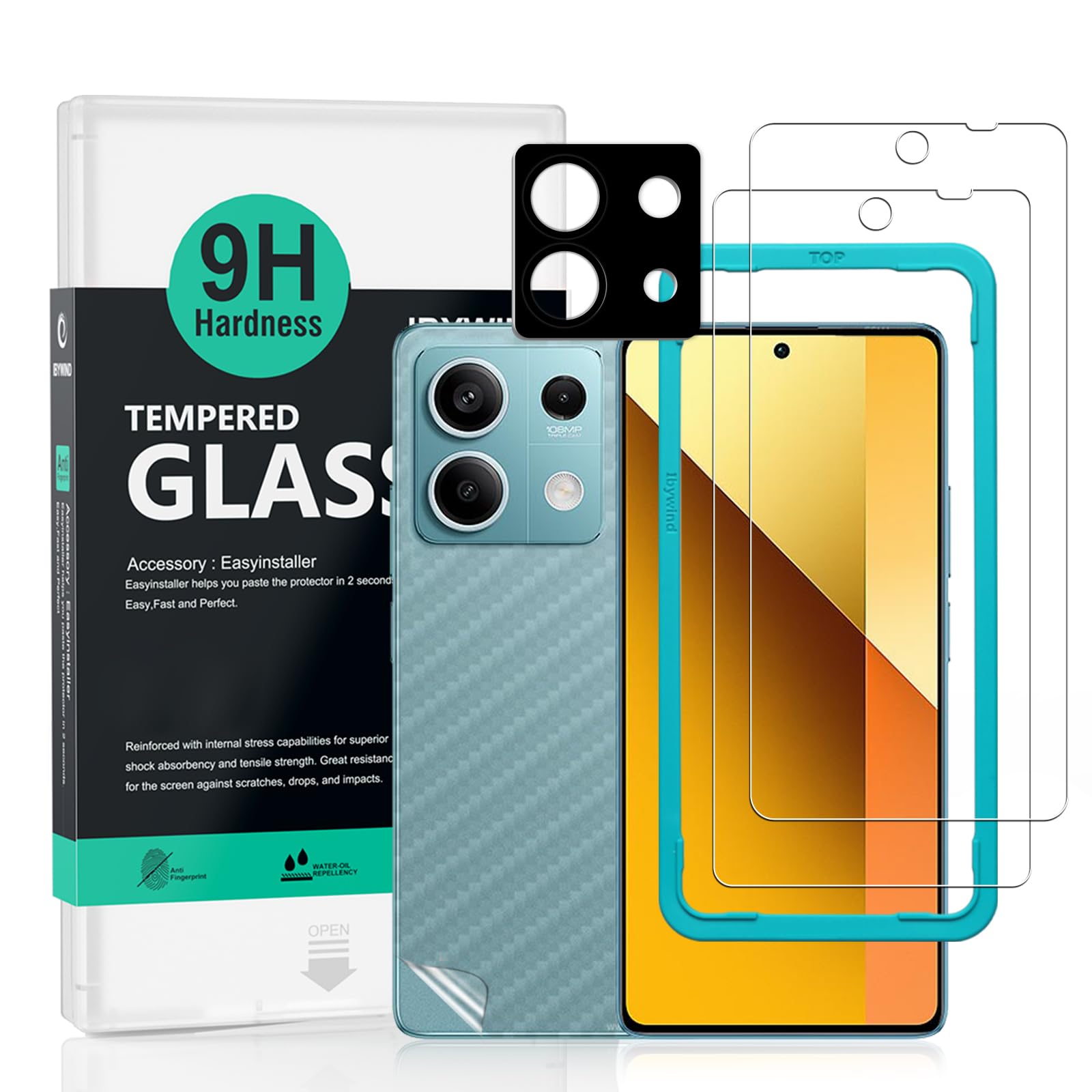 Ibywind 2 Pack Screen Protector For Xiaomi Redmi Note 13 5G 6.67",9H Hardness Tempered Glass,With 1Pc Camera Lens Protector,Easy to Install