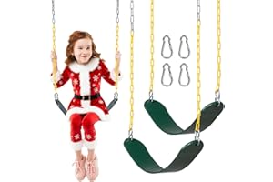 Decorlife 2 Pack Outdoor Swings Seats with 66" Rust-Resistant Heavy Duty Chain, Playground Swing Set Accessories Replacement Anti-Slip Seats, Backyard Swing Support 330lb for Kids or Adults (Green)