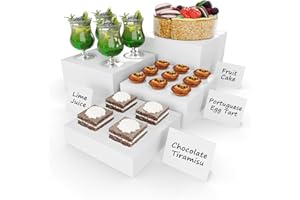 ToBeAce 4 Pcs Buffet Risers, Food Risers for Buffet Table, Food Display Stand for Party Catering Dessert Jewelry Collectibles Figures Show, White Acrylic Cube Boxes Nesting Risers with Hollow Bottoms 1 Set(6",6.5"7"8")