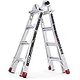 Lift Ladders 18-Foot Reach Aluminum Step Ladder, 5-in-1 Multi-Position Frame, Silver