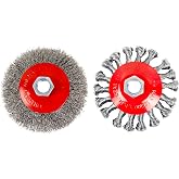 OSFTBVT 4in Wire Wheel Brush for Angle Grinder,Wire Cup Brush 5/8-11 hub-2p | Crimped 0.012"/Twisted 0.021" High Carbon Steel Wire Wheels for Angle Grinder Attachment, Metal Rust Paint Weld Burrs Removal