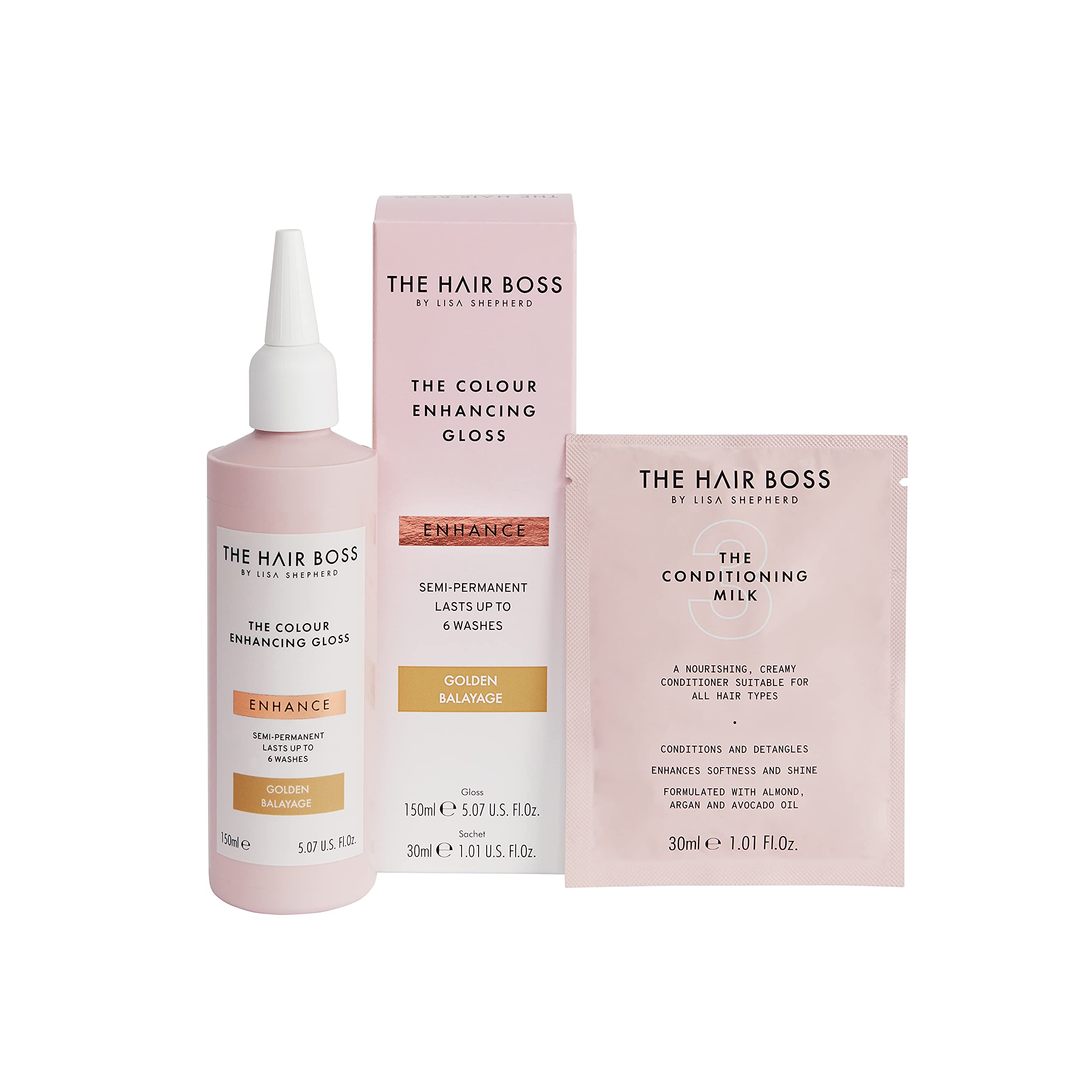 THE HAIR BOSS BY LISA SHEPHERD Golden Balayage Colour Enhancing Gloss, Semi-Permanent Hair Treatment for 6 Washes, 150ml