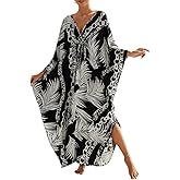cthseie Women Animal Print Kaftan Dresses Plus Size Swimsuit Coverup 2025 Summer Bathing Suit Caftan Loungewear Beach Dress