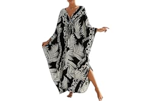 cthseie Women Animal Print Kaftan Dresses Plus Size Swimsuit Coverup 2025 Summer Bathing Suit Caftan Loungewear Beach Dress
