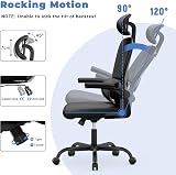 Naspaluro Ergonomic Office Chair High Back Headrest Flip-Up Armrests Black view 6