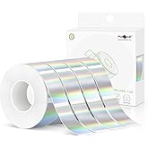 PARLAIM Label Maker Tape,14mmX30mm (1/2" X 1 1/8") Thermal Sticker Compatible with D30 Label Printer,Self-Adhesive Label Tape for for Home Office Business,840PCS/4Rolls (Holographic Silver)