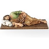 BC Catholic Sleeping St. Joseph Statue, Prayer Religious Figure, Patron Saint Statue, Catholic Gift for Dad, Devout Home Décor, 12" L, Renaissance Sculpture Handmade by Buildclassic