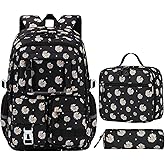 Armbq Kids Backpack for Girls Daisy Elementary Middle School Bag Set with Lunch Box Multiple Pockets Bookbag for Teen Girls Boys