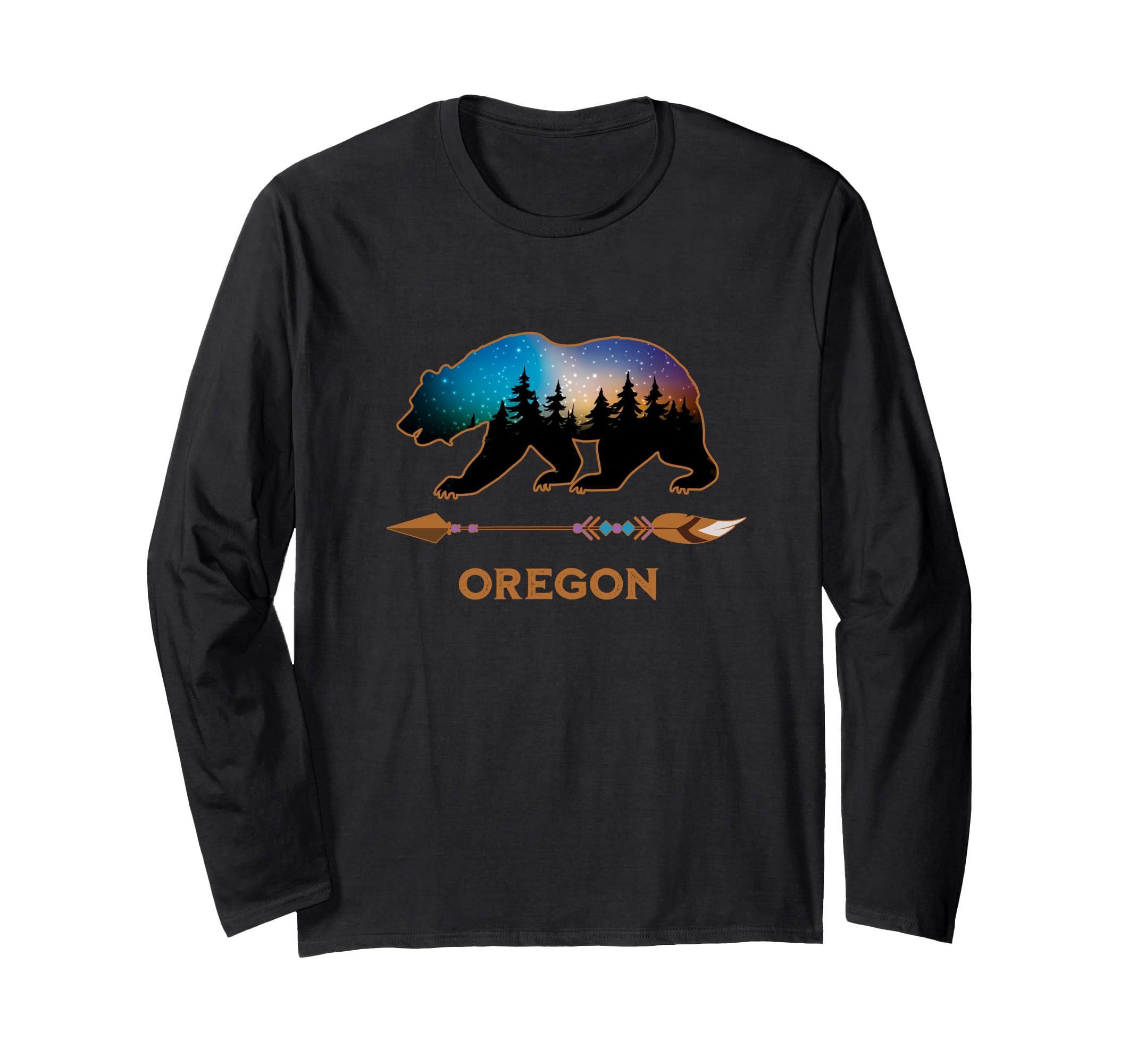 Oregon Black Bear Wildlife Hiking Trail Camping Souvenir Long Sleeve T-Shirt