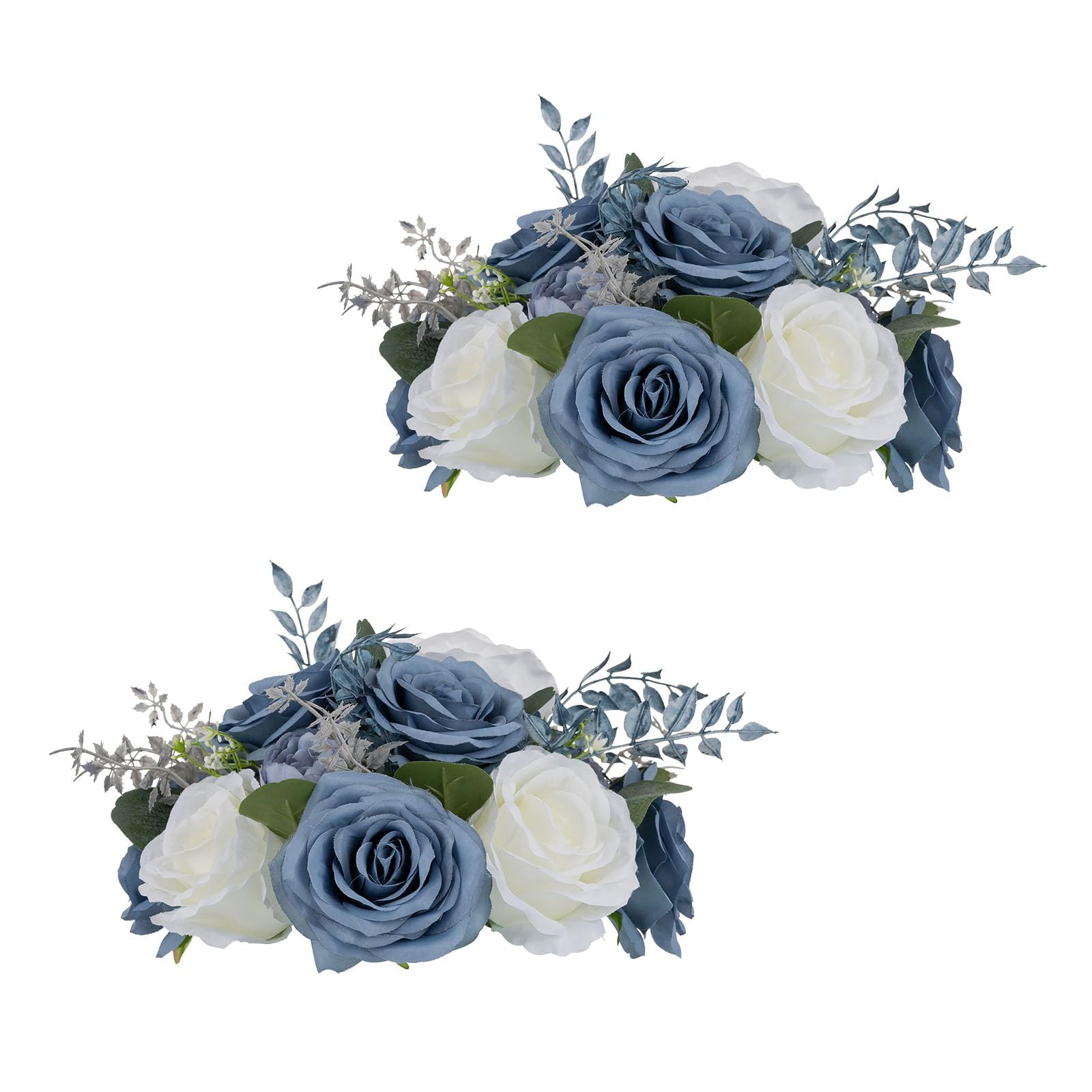 Wedding Flowers for Centrepieces Rose Ball - 2 Pcs Artificial Flower Balls Dusty Blue Fake Flower Ball Kissing Ball Floral Centerpiece Wedding Flowers Bouquets for Party Valentine's Day Home Decor