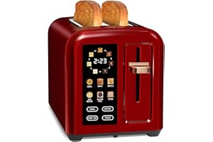 SEEDEEM Toaster 2 Slice, Touch Control Stainless Toaster LCD Display, 50% Faster Heating Speed, 1.4'' Wide Slots, More Timer 