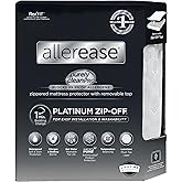 AllerEase Platinum Zip-Off Top Waterproof Mattress Protector Twin Size 360 Degree Zipper Allergen Barrier Temperature Balancing Luxurious Plush Top Separately Machine Washable Mattress Cover (White)