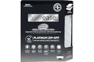 AllerEase Platinum Zip-Off Top Waterproof Mattress Protector Queen Size 360 Degree Zipper Allergen Barrier Temperature Balanc