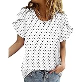 CRAZY GRID Women's Shirts Summer Casual Crewneck Short Sleeve Blouses Cute Floral Print Tunic Tops