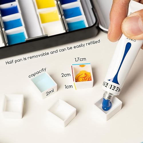Mini Kit Aquarelle De Voyage - Palette 15 Cases, Carnet, Pinceau - Portable, Idéal Débutants - Sans Peinture