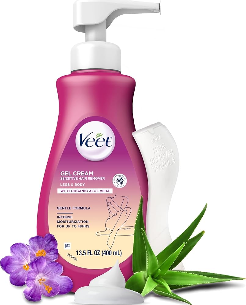 Veet Sensitive Skin Hair Removal Cream For Women, Painless Bikini Hair Removal Gel, Dermatologically Tested Depilatory Cream