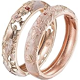 UJOY Cloisonne Indian Bangle Colored Crystal Plated Hinge Cuff Bracelet Hollowed Bird Enamel Jewelry Gift 55C49