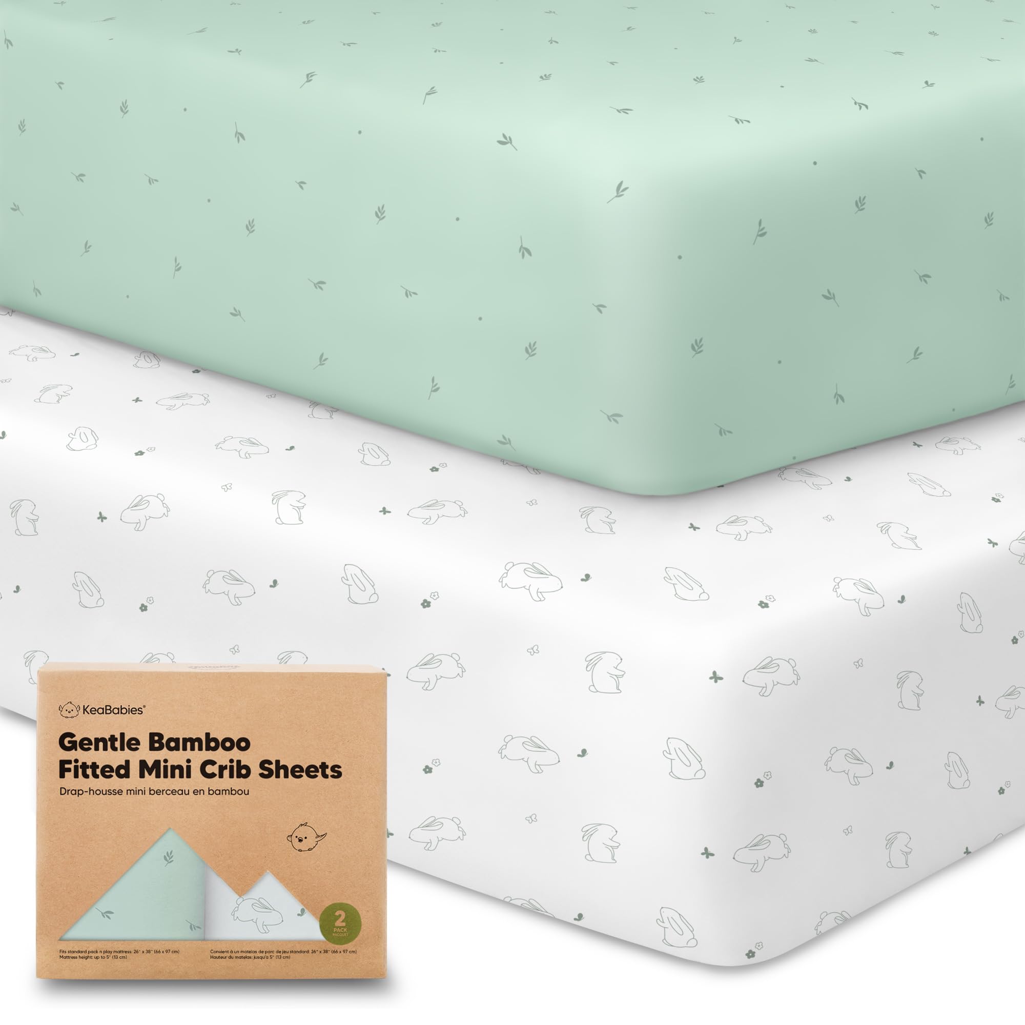 Pack and Play Sheets Fitted, 2-Pack Mini Crib Sheets - Pack N Play