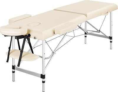 Yaheetech Foldable Massage Bed Portable Lash Table Aluminum 60 cm Cream