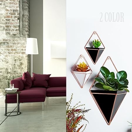 White S Jiamins Geometric Hanging Planters Pot For Indoor Rustic Art Wall Decor Flower Metal Plant Rack Plant Containers Accessories Garden Outdoors Clinicadelpieaitanalopez Com