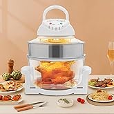 HOLMZCED 18Qt Air Fryer with Grill, Glass Airfryer with Adjustable Temperature&Timer 360° Viewable Airy Fryer with Expansion 