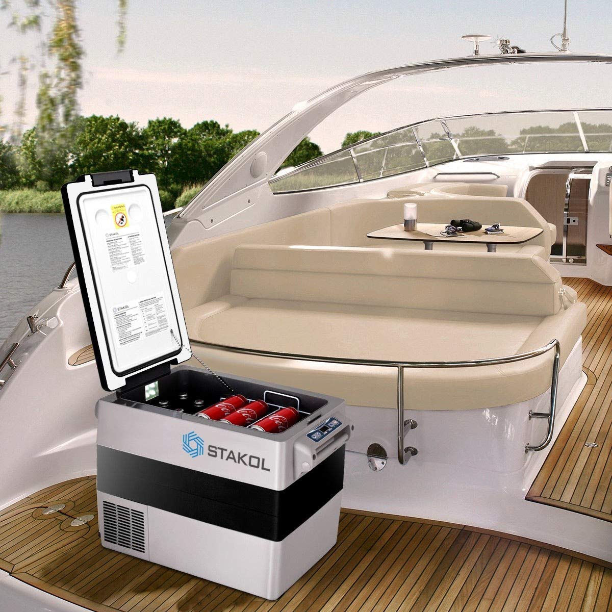 VeenShop 44-Quarts Camping Portable Electric Car Cooler Refrigerator is The Vehicle Refrigerator which is a Powerful Portable Option That can be Used at Home or While Travelling 44-Quarts
