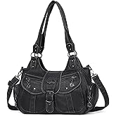 Angel Kiss Hobo Bags for Women Vegan Leather Shoulder Purses and Handbags Ladies Roomy Tote Bags Purse with Crossbody Strap