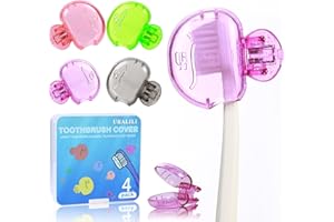 URALILI 4 Pack Toothbrush Protector Caps: Portable Dustproof Brush Head Covers for Travel & Home Use - Universal Fit for Electric & Manual Brushes (Black, Green, Pink, Purple)