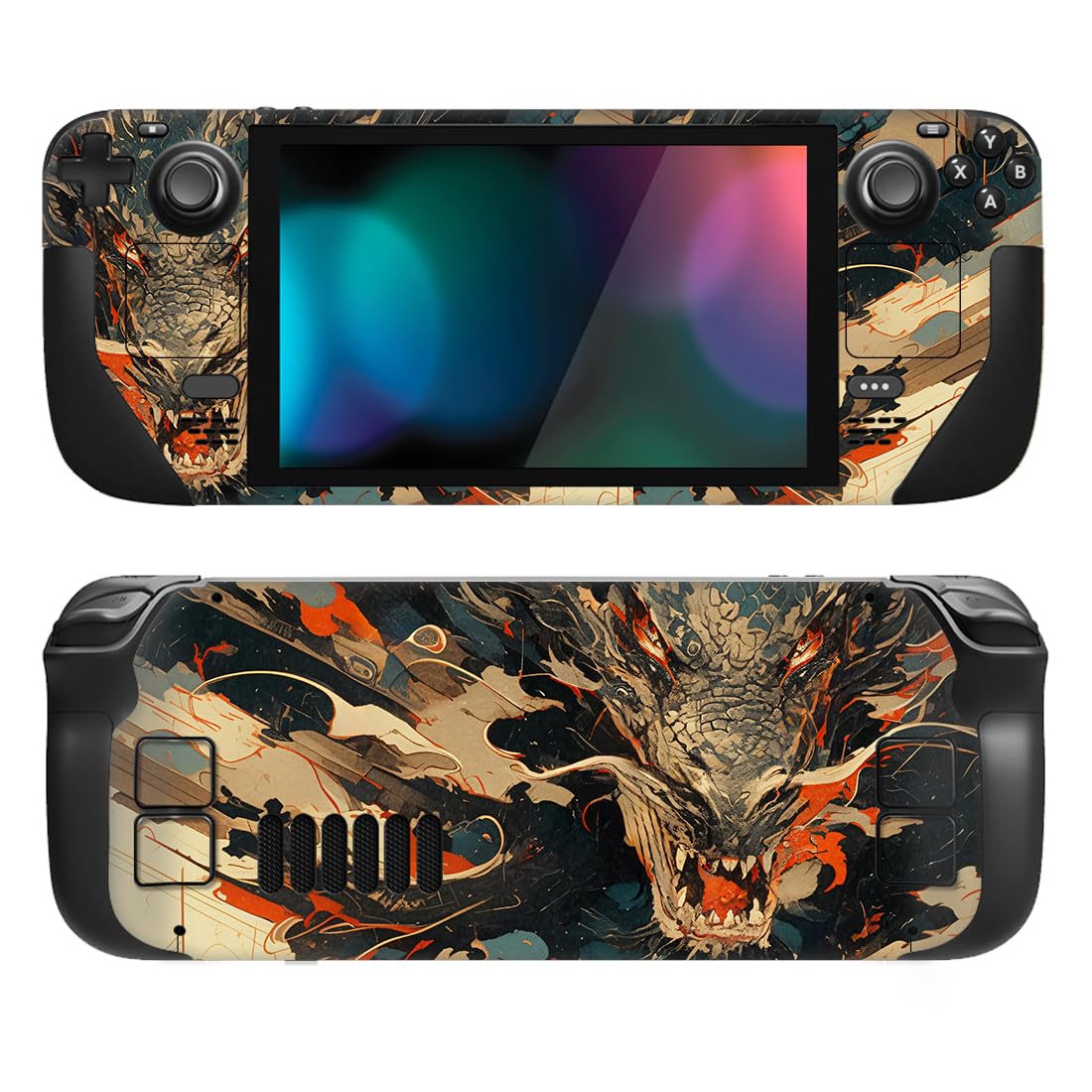 PlayVital Full Set Protective Skin Decal for Steam Deck LCD, Custom Stickers Vinyl Cover for Steam Deck OLED - Dragon's Fury