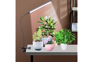ZHIZHENZHUOY SUNPIN Indoor Plant Grow Light, 6500K LED, 9 Dimmable Settings, White Spectrum, Adjustable Gooseneck, 3/9/12H Timer
