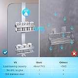 UUlioyer Hanging Shower Caddy SUS304 Stainless Steel Over Door Shelf Silver view 7