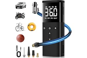 MEUCI Tire Inflator Portable Air Compressor, 150PSI Auto Air Pump for Car Tires, DC 12V Electric Tire Pump with LCD Digital Pressure Gauge & LED Light for Motorcycle, Bike, Ball, Car Accessories