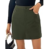 Kate Kasin Women Corduroy Skirt Mini Pencil Skirt Elastic High Waist Skirt with Pockets 2025