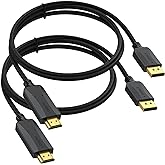 4K DisplayPort to HDMI Cable 6 Ft 2-Pack, Thin DP to HDMI TV 4K HDCP 2.2 | Unidirectional Support UHD 4K, 2K, 1080P, Braided Gold-Plated, Male to Male, for Dell, HP, NVIDIA, Samsung, and more