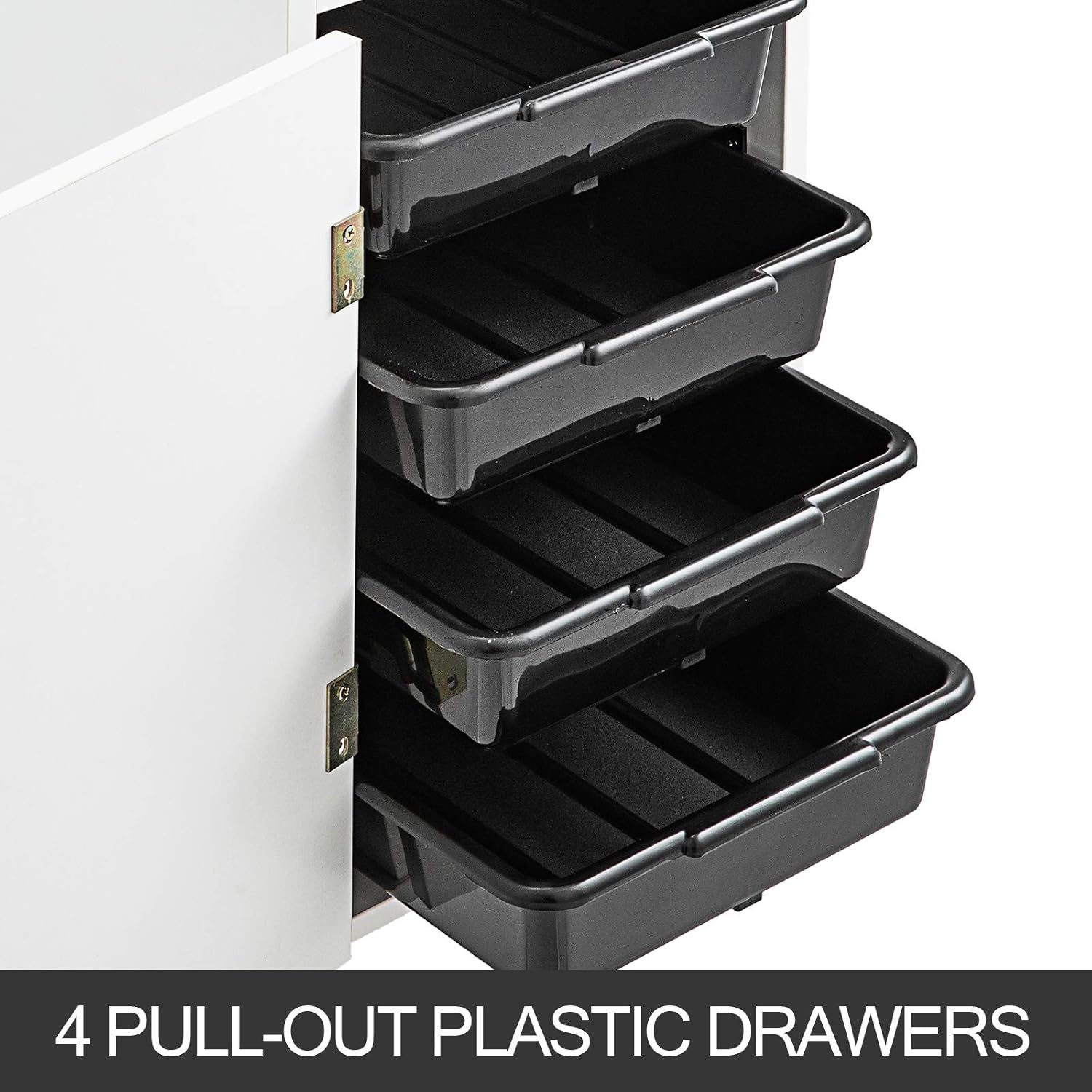 LOVSHARE Salon SPA Beauty Hairdressing Cart White Storage Trolley with 4 Drawers Rolling Wheels Lockable 2 Keys w/Hairdryer Holder Space-saving Side Tray: Beauty