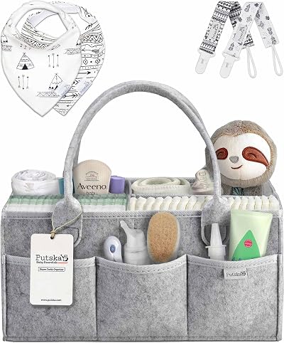 PUTSKA Baby Nappy Caddy Organizer Set Nursery Storage Large 38x23x18cm
