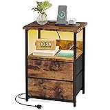 Fixwal Night Stand with Charging Station, LED