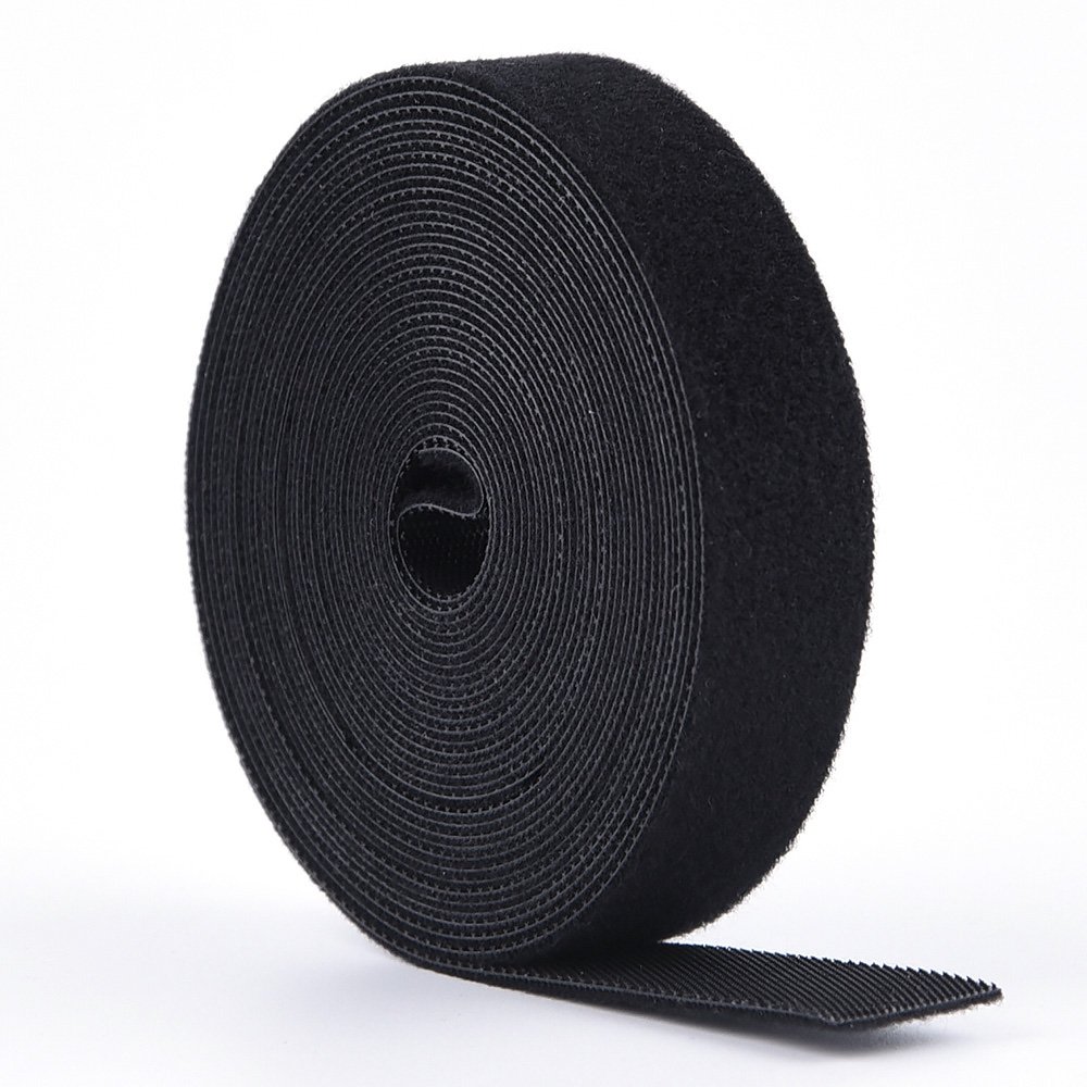 KUUQA 5M Fastening Tape Hook and Loop Straps Cable Ties for Cable Management 2CM Wide,Black