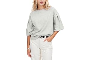 MINSURE Women Cropped Sweatshirt Tee Puff Short Sleeve Crewneck Pullover Top Solid Casual Summer T-Shirt Blouses