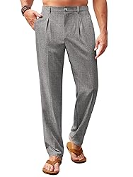 Runcati Mens Casual Pants Elastic Waist Lightweight