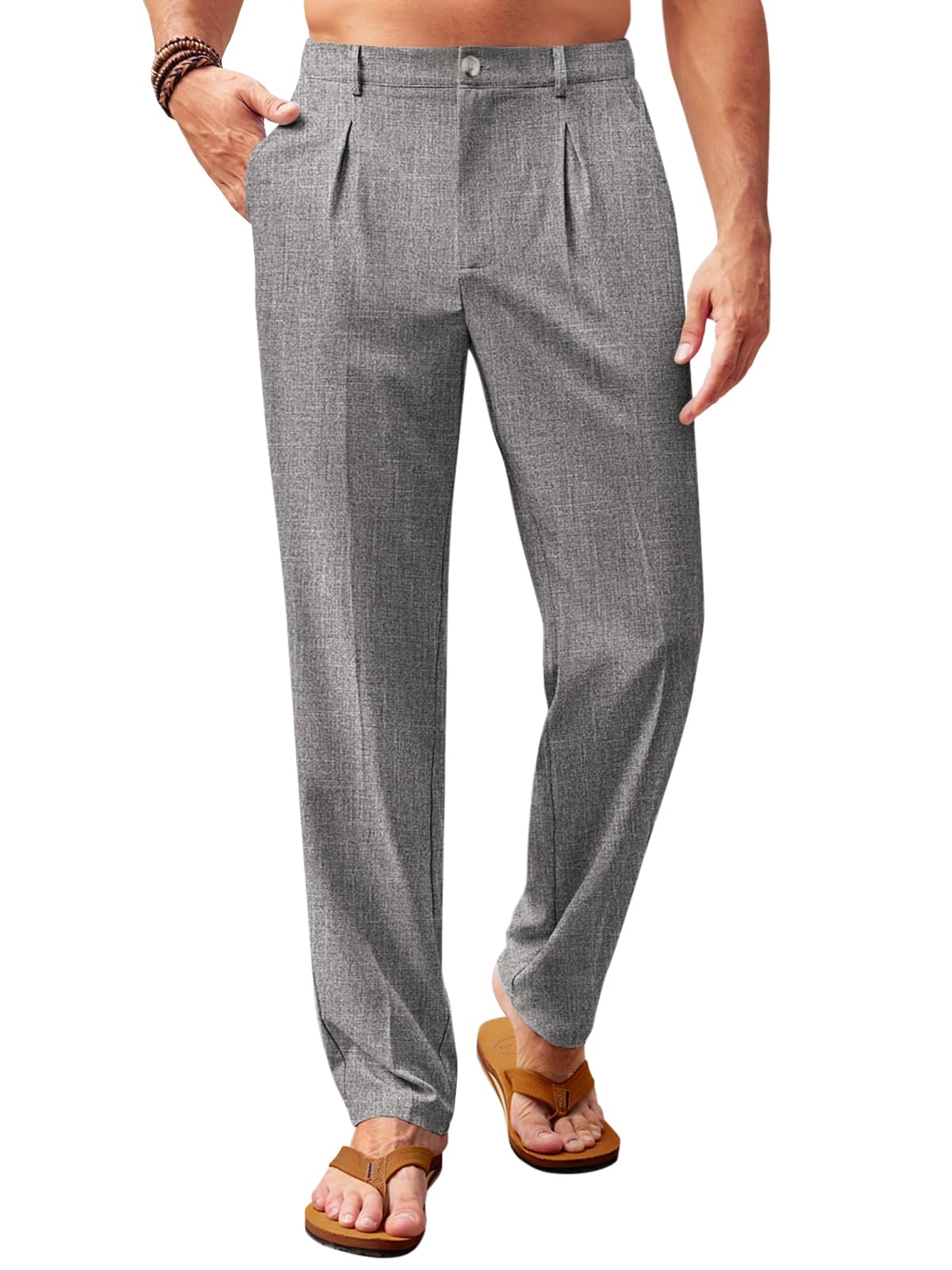 Runcati Mens Casual Pants Elastic Waist Lightweight