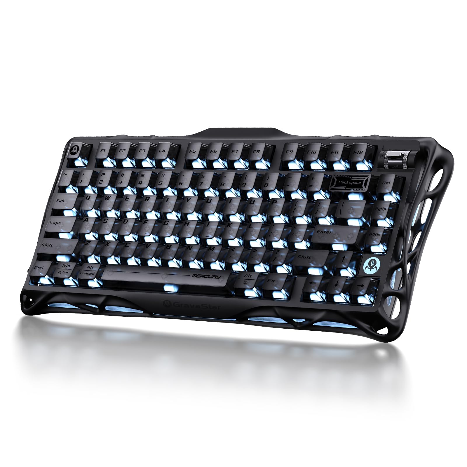 GravaStar Mercury K1 75% Wireless Mechanical Gaming Keyboard RGB Backlit | Gasket Mount, Hot Swappable Linear Switches, Cream