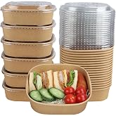 JAYEEY 25 oz Disposable Kraft paper bowls with lids,Food containers 50 Pack