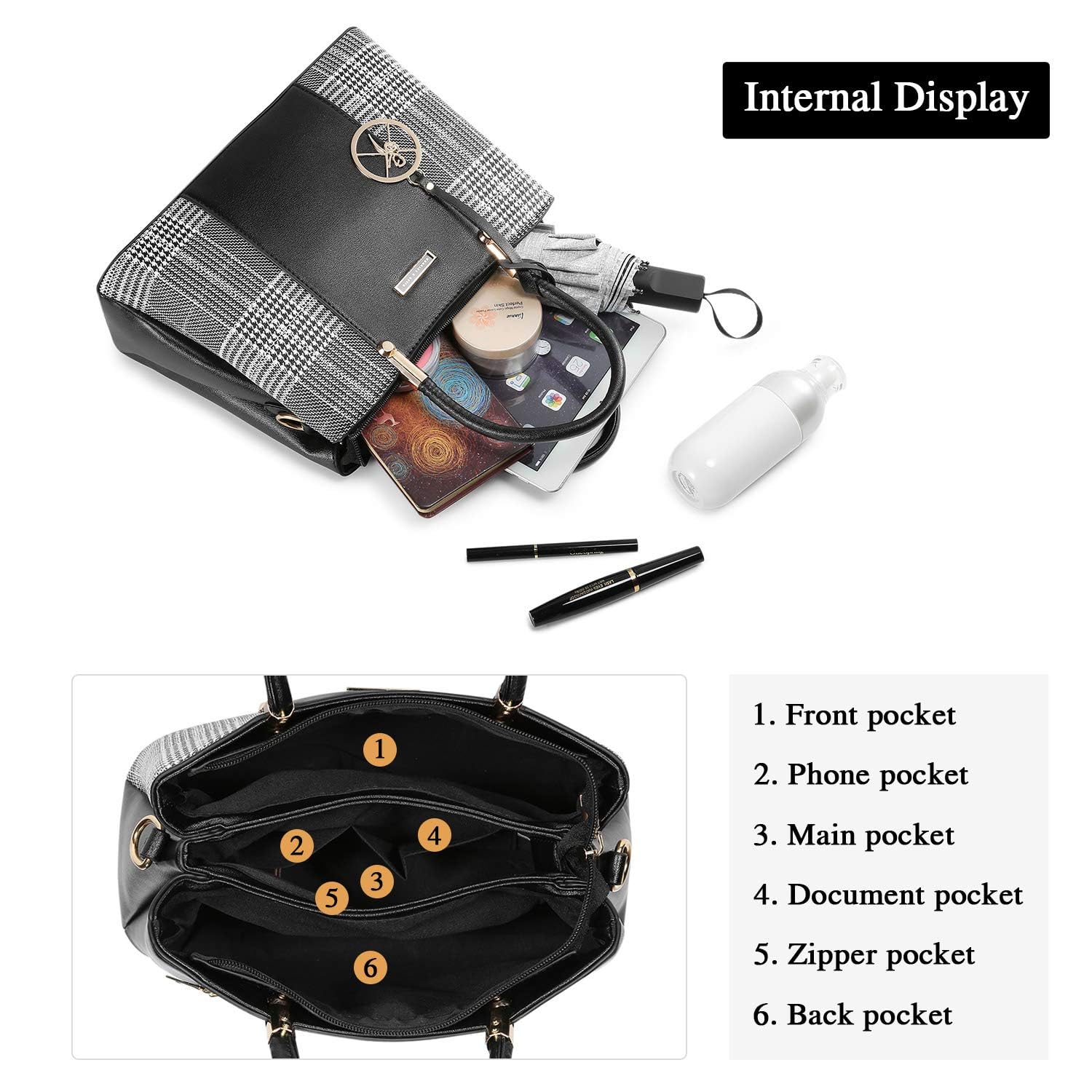 VINBAGGE Womens Leather Handbag Designer Shoulder Tote Crossbody Bag Elegant Top Handle Bag for Ladies