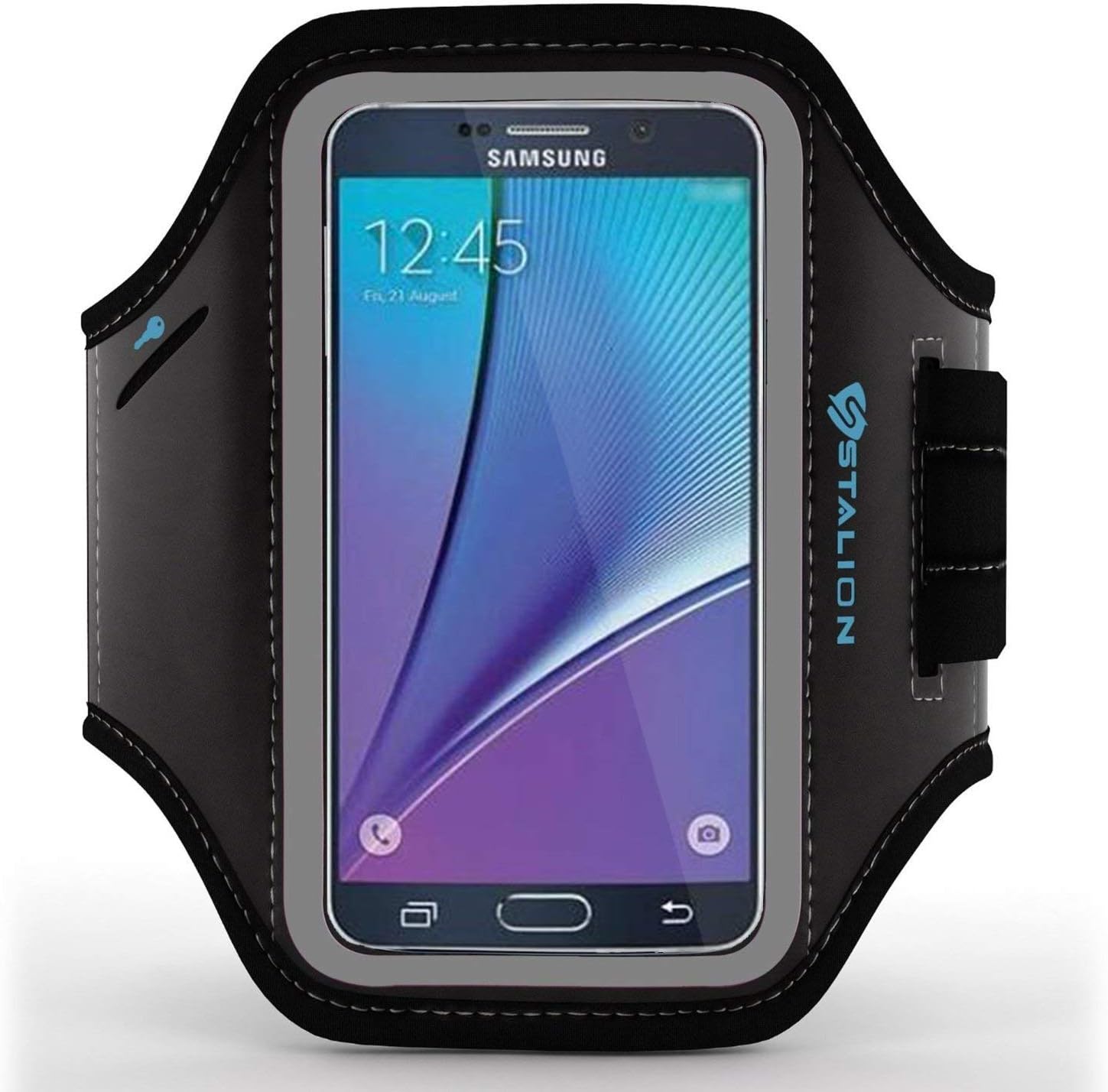 Galaxy Note 5 Armband: Stalion Sports Running & Exercise Gym Sportband for Samsung Galaxy Note 5 & Galaxy S6 Edge+ (Plus)(Jet Black) Water Resistant + ID/Credit Card/Money Holder