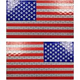 EmWoot 2PCS USA American Flag Patches Reflective Morale Patch Hook and Loop | IR Reflective,Regular Reverse,Laser Cut,America,Tactical Military Patch,Versatile Attachment,3.5"&times;2" Red
